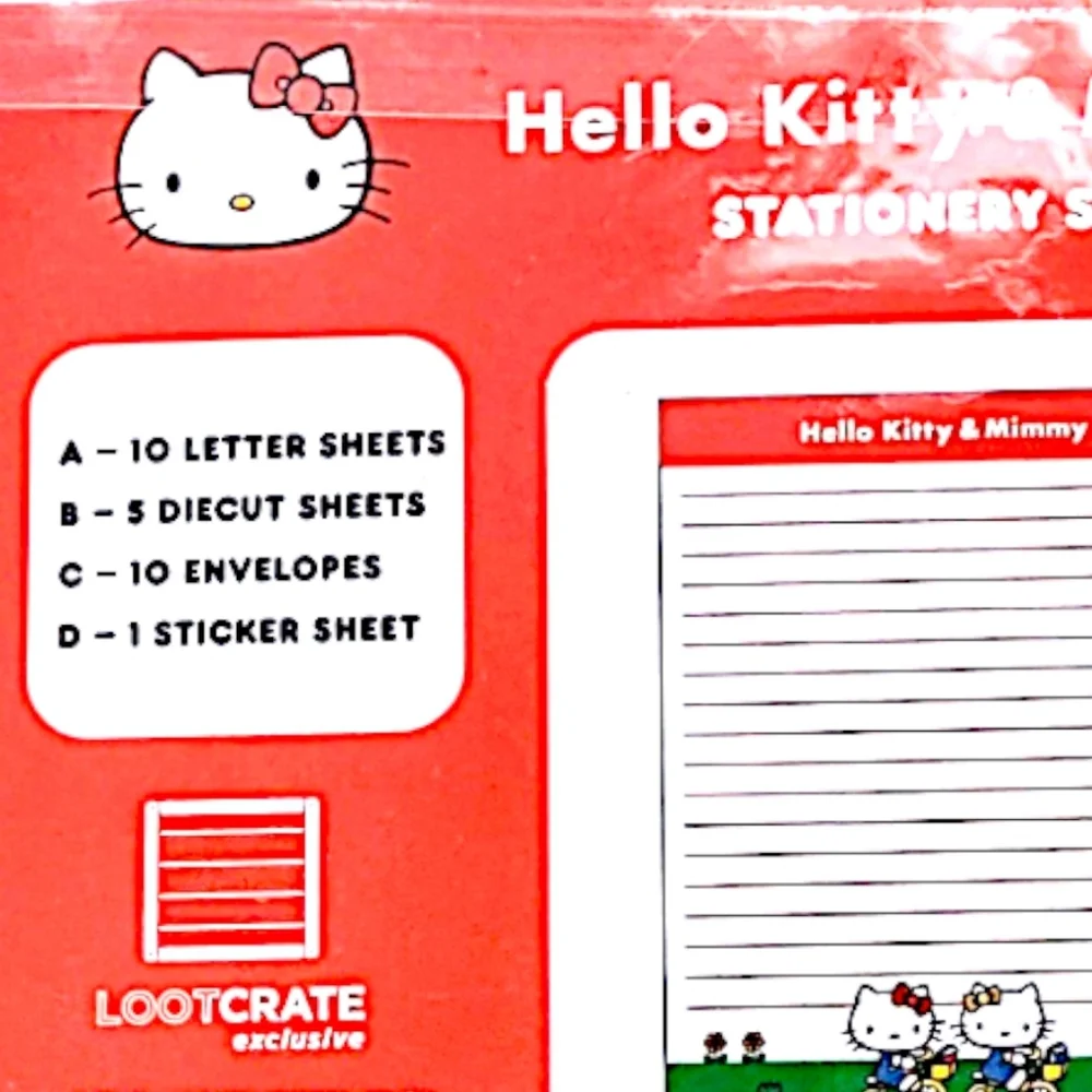 Sanrio x lootcrate hello kitty stationary set new and sealed collectable